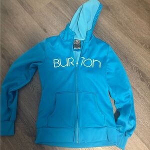 Burton Bright Turquoise Zip Hoodie with White Logo Dryride MENS Med